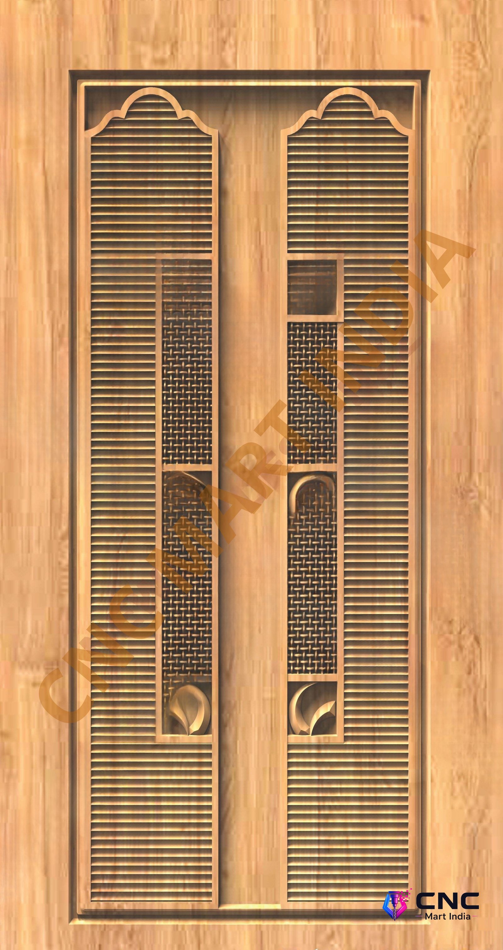 GSK EMBOSSING - EMD-18 Modern Architectural Slat and Geometric Relief Door Design